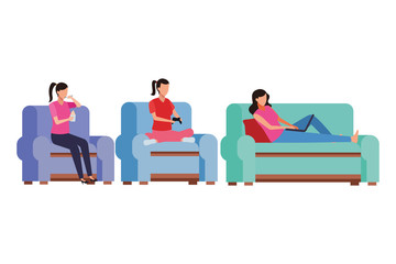 faceless people relax living room