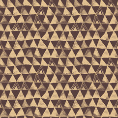 Dark Brown Tribal Triangles Watercolor Seamless Pattern