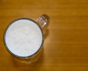 Overhead shot of beer in mug