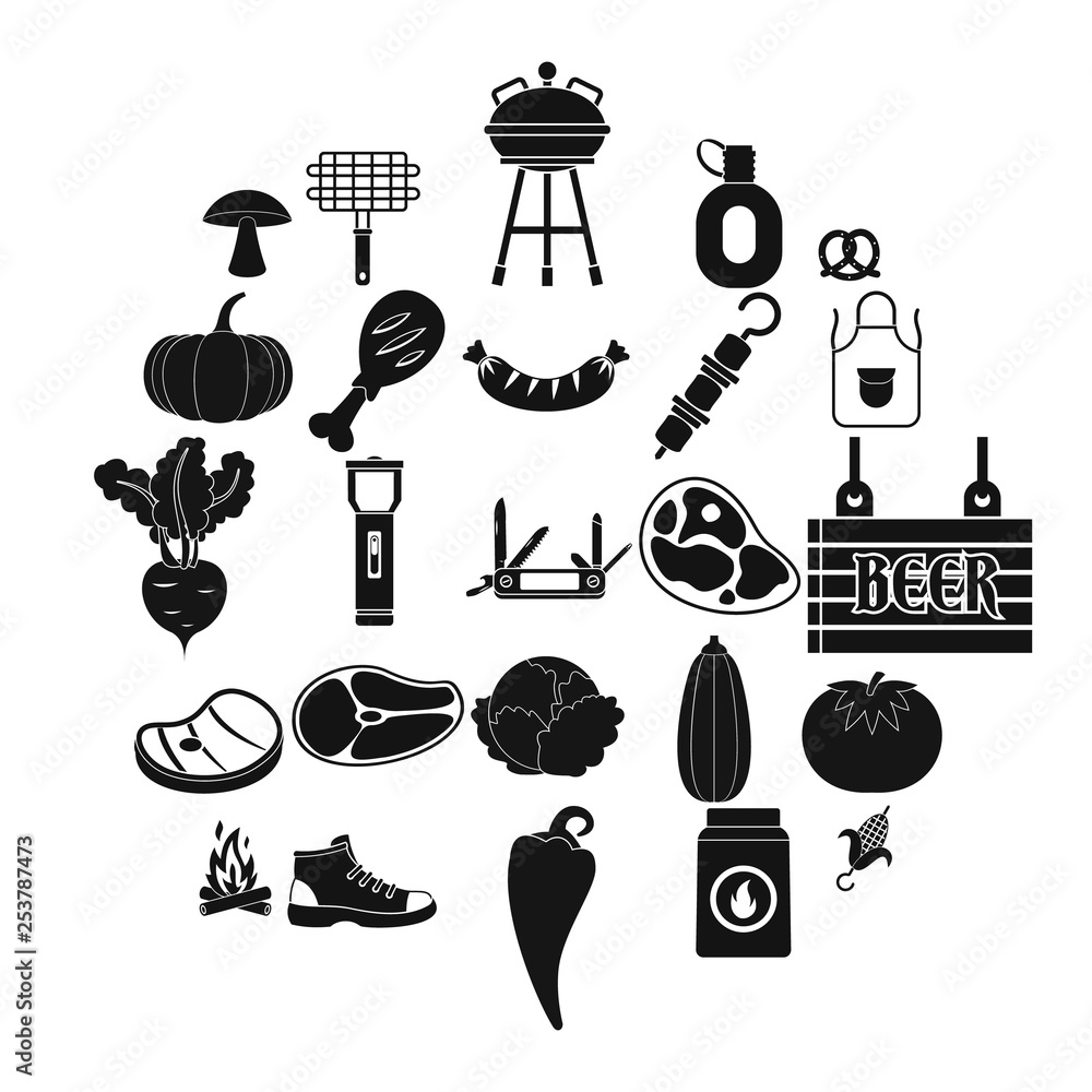 Poster fried meat icons set. simple set of 25 fried meat vector icons for web isolated on white background