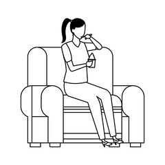 faceless woman ice cream and chair in black and white