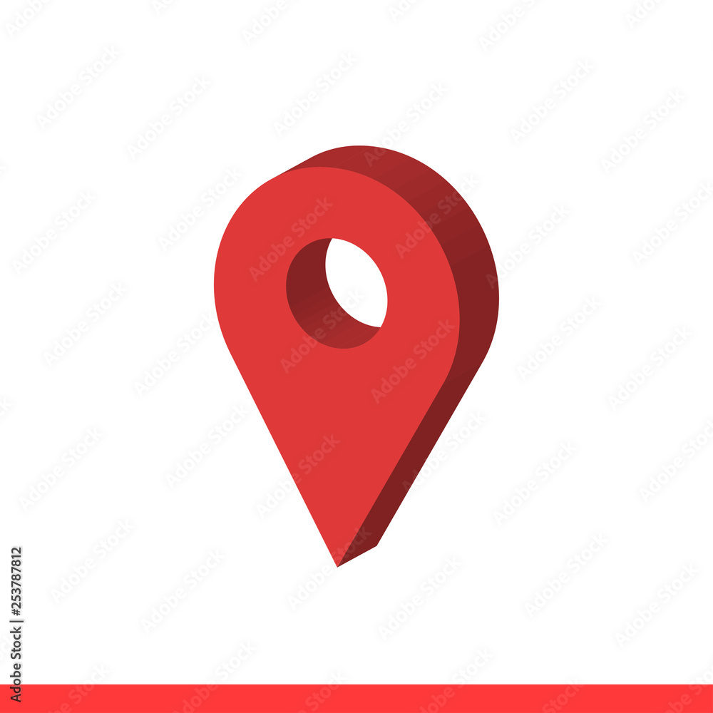 Poster map pointer isometric vector icon, 3d location symbol. simple, flat design for web or mobile app
