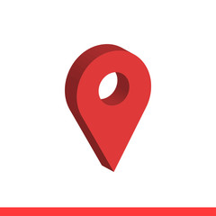 Map pointer isometric vector icon, 3d location symbol. Simple, flat design for web or mobile app