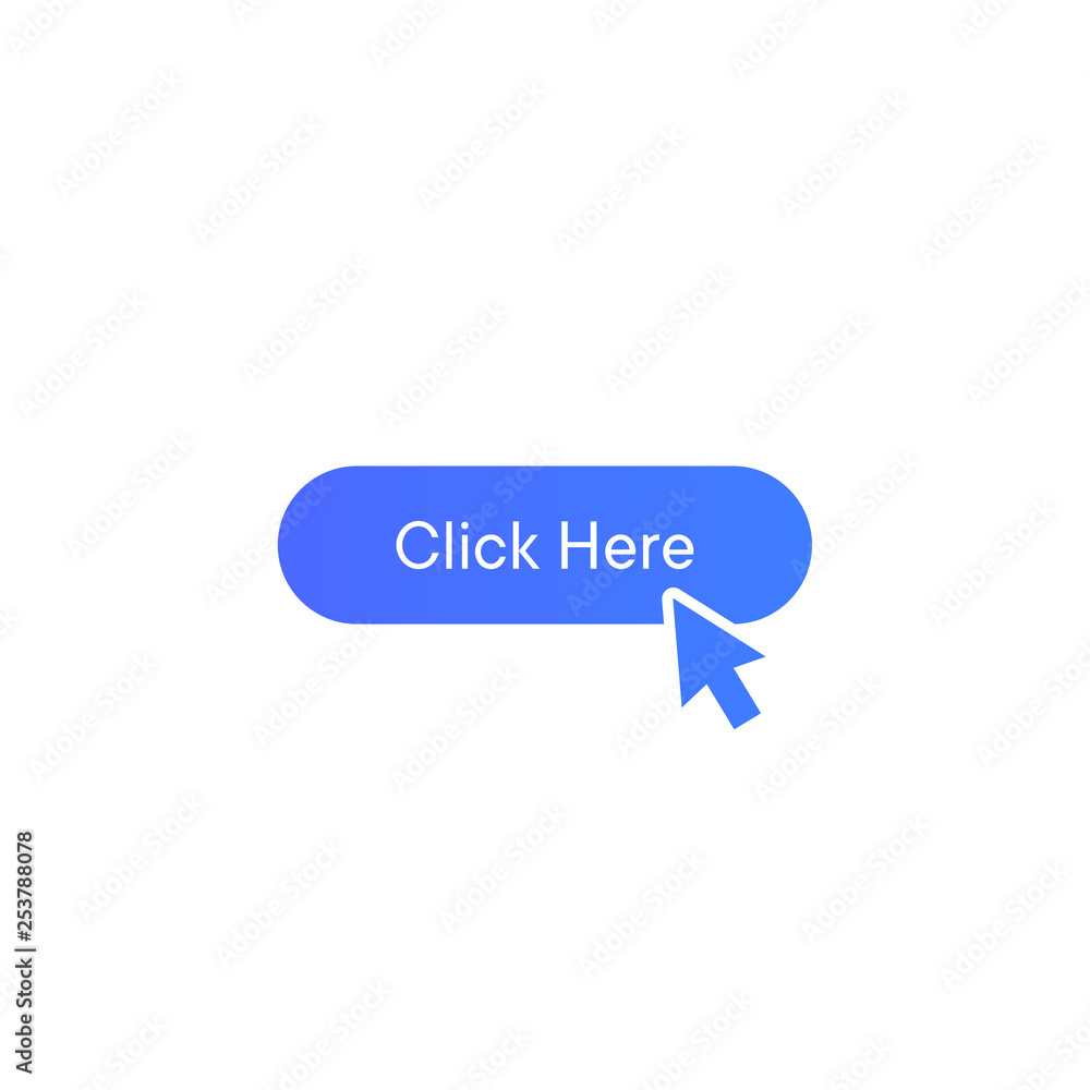 Poster click here vector icon, point button symbol. simple, flat design for web or mobile app
