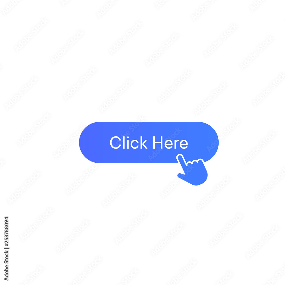 Poster click here vector icon, point button symbol. simple, flat design for web or mobile app