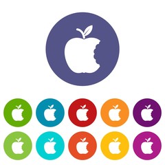 Bite apple icons color set vector for any web design on white background
