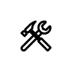 Hammer and wrench icon. Construction and repair sign