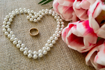 marriage proposal with a bouquet of tulips