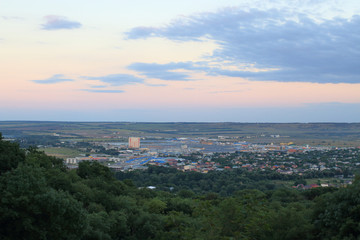 View of Goryachevodsk village from observation deck near Proval Lake. Pyatigorsk, Russia