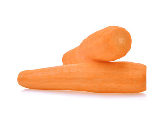 Peeled fresh carrots isolated on white background