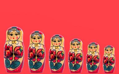 wooden figures of Russian babushka