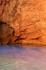Underground Proval Lake with hydrogen sulfide water inside of Mashuk Mountain. Pyatigorsk, Russia