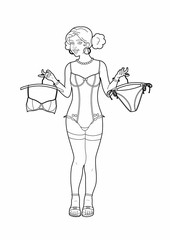 Drawing of a woman in underwear