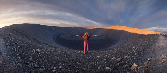 Panorama of Hverfjall volcano in northern Iceland east of Myvatn - obrazy, fototapety, plakaty