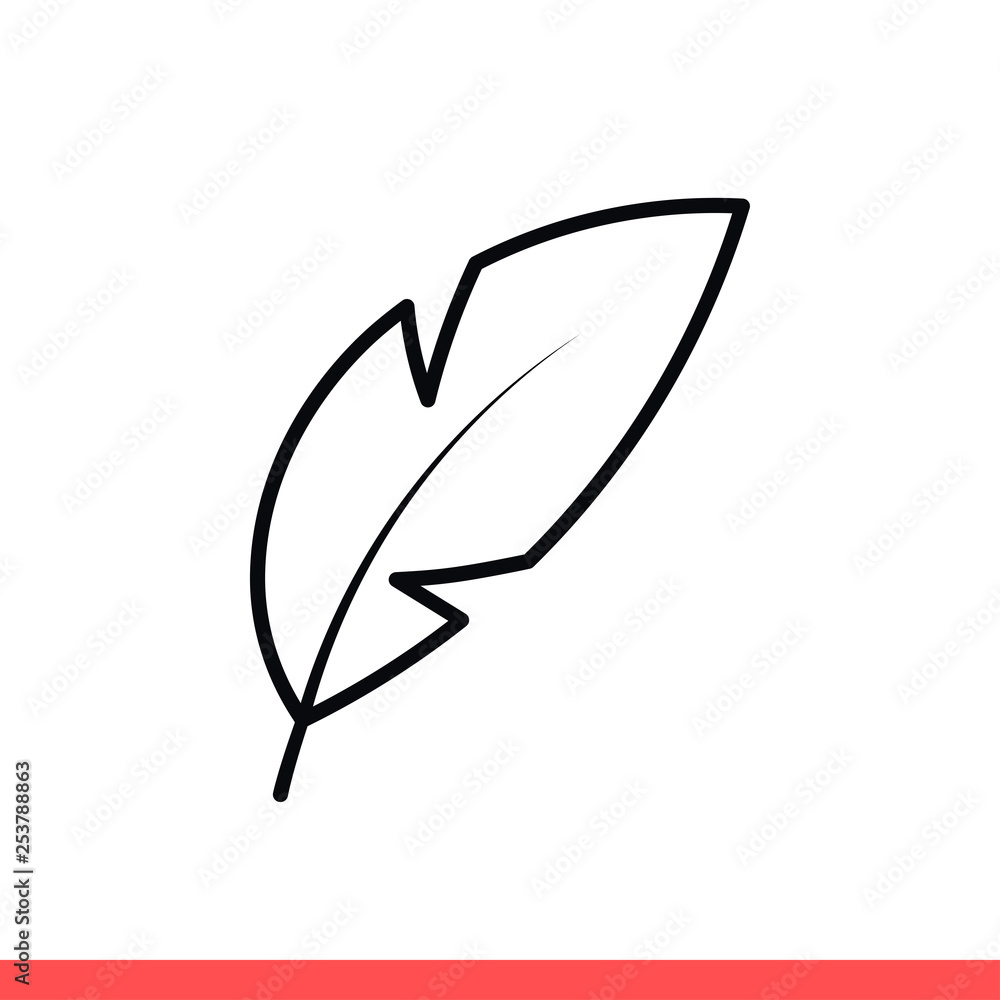 Aufkleber feather vector icon, retro pen symbol. simple, flat design for web or mobile app