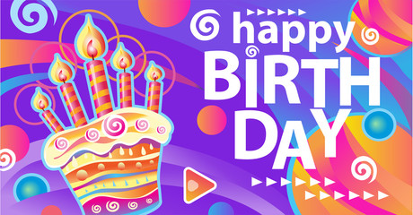 Banner with birthday cake and candles