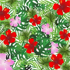Zelfklevend Fotobehang paper art with seamless of tropical and summer pattern background vintage design vector © titaporn