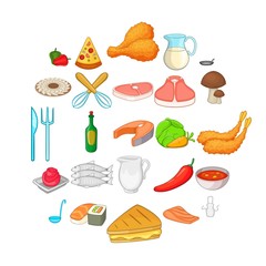 Pizza icons set. Cartoon set of 25 pizza vector icons for web isolated on white background