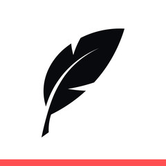 Feather vector icon, retro pen symbol. Simple, flat design for web or mobile app