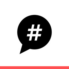 Obraz premium Hashtag vector icon, topic symbol. Simple, flat design for web or mobile app