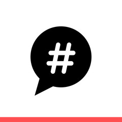 Hashtag vector icon, topic symbol. Simple, flat design for web or mobile app