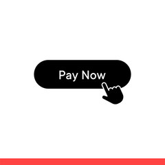 Pay now vector icon, button symbol. Simple, flat design for web or mobile app