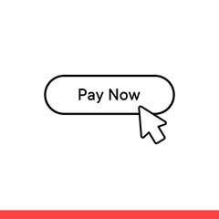 Pay now vector icon, button symbol. Simple, flat design for web or mobile app