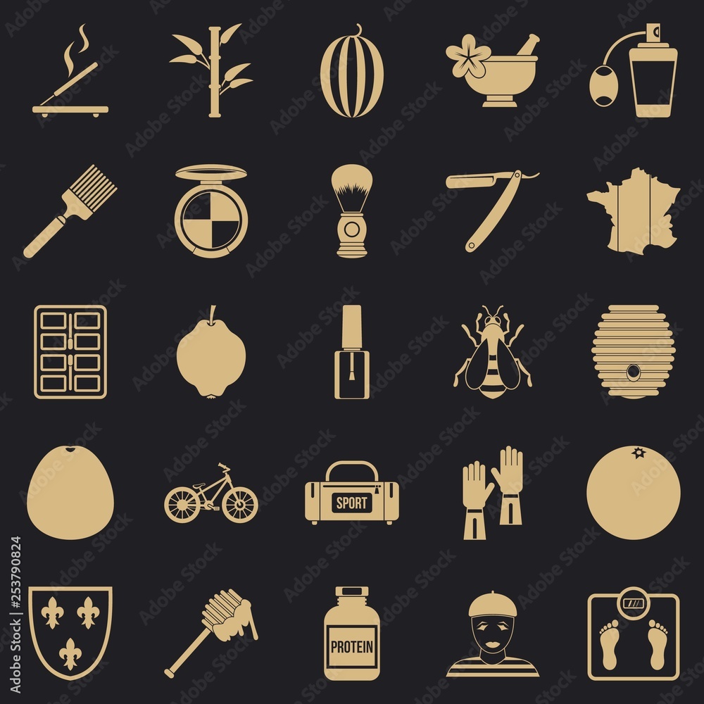 Poster Perfume icons set. Simple set of 25 perfume vector icons for web for any design