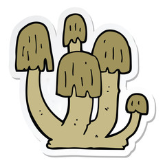 sticker of a cartoon mushrooms