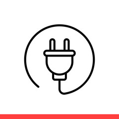 Plug vector icon, electric symbol. Simple, flat design for web or mobile app