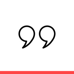 Quote vector icon, text symbol. Simple, flat design for web or mobile app