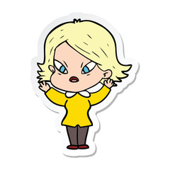sticker of a cartoon stressed woman