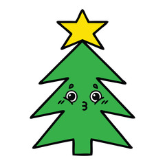 Fototapeta premium cute cartoon christmas tree