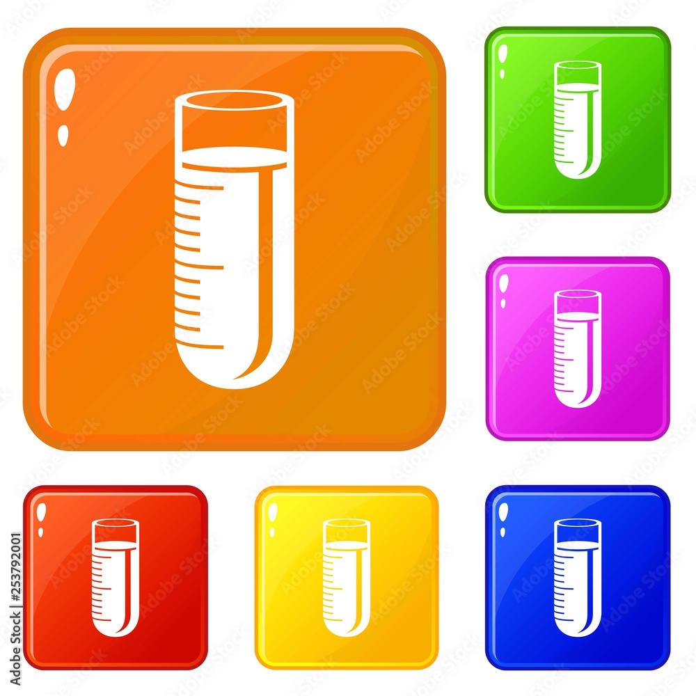 Poster water flask icons set collection vector 6 color isolated on white background