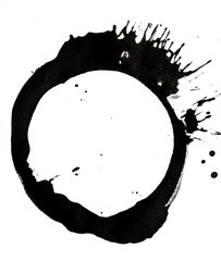 Black Coffee Cup Stain On White Background