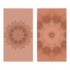 Templates Card With Mandala Design. Vector Illustration. For Visit Card, Business, Greeting Card Invitation. Brown color