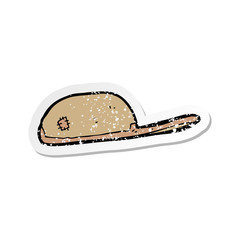 retro distressed sticker of a cartoon cap