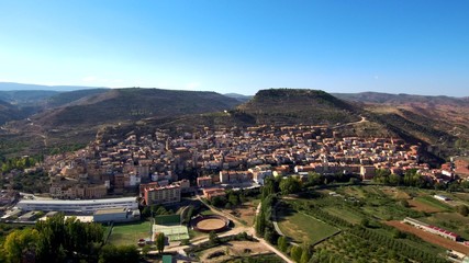 Fototapeta premium Valencia. Village of Ademuz. Spain. Aerial view by Drone