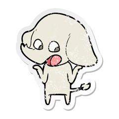 distressed sticker of a cute cartoon elephant