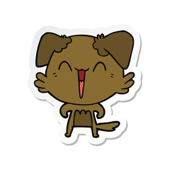 sticker of a happy little dog cartoon