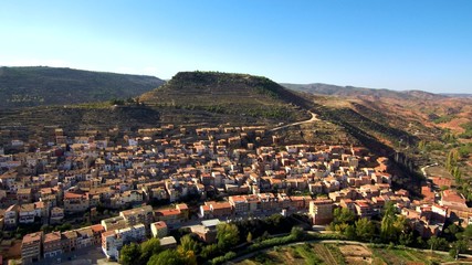 Naklejka premium Valencia. Village of Ademuz. Spain. Aerial view by Drone