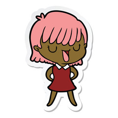 sticker of a cartoon woman