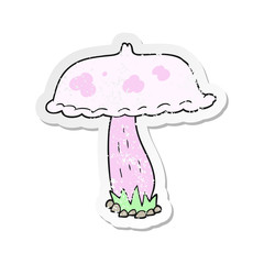 retro distressed sticker of a cartoon mushroom