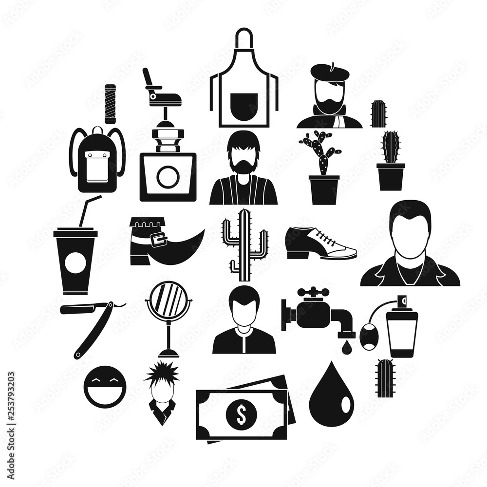 Poster hipster icons set. simple set of 25 hipster vector icons for web isolated on white background