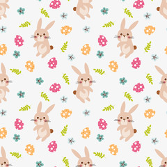 Cute bunny and Easter egg seamless pattern.