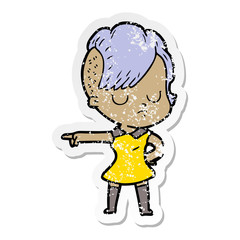 distressed sticker of a cartoon woman