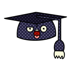 comic book style cartoon graduation hat