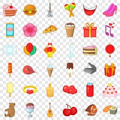 Celebration party icons set. Cartoon style of 36 celebration party vector icons for web for any design