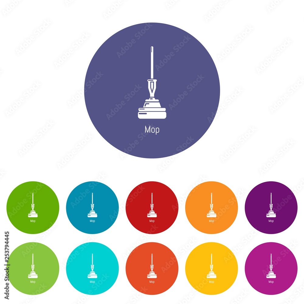 Poster mop icons color set vector for any web design on white background