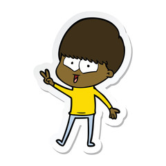 sticker of a cartoon happy boy